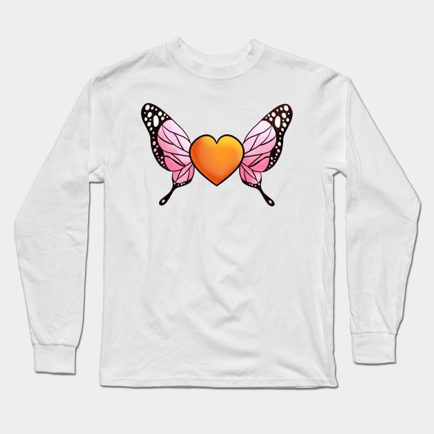 Butterfly Heart 2 Long Sleeve T-Shirt by Elora0321